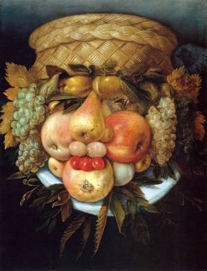 Giuseppe Arcimboldo - Reversible Head with Basket of Fruit 2